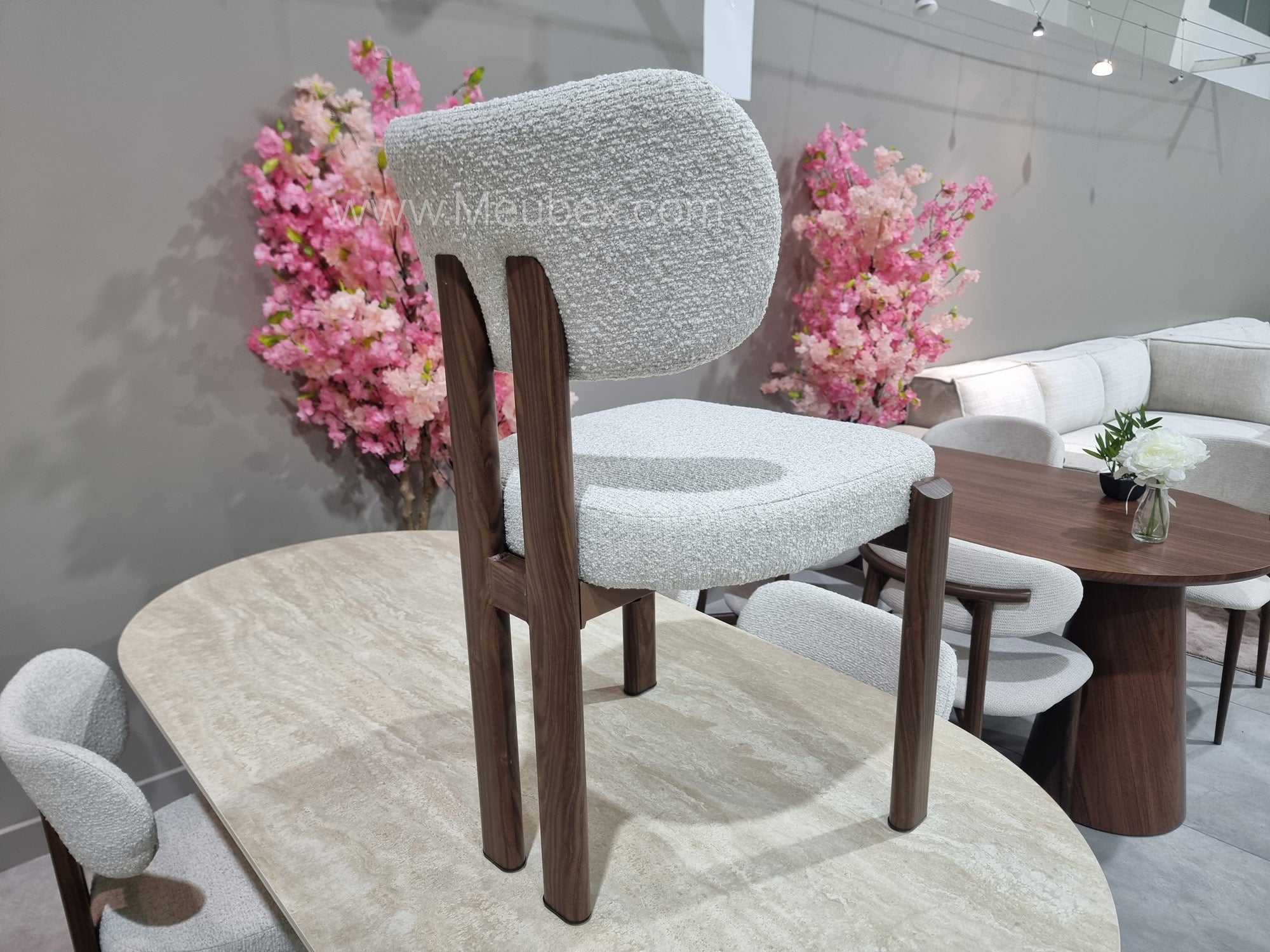 Ensemble Calypso Bicolor 180cm + 4 chaises Hera Noyer Chenille