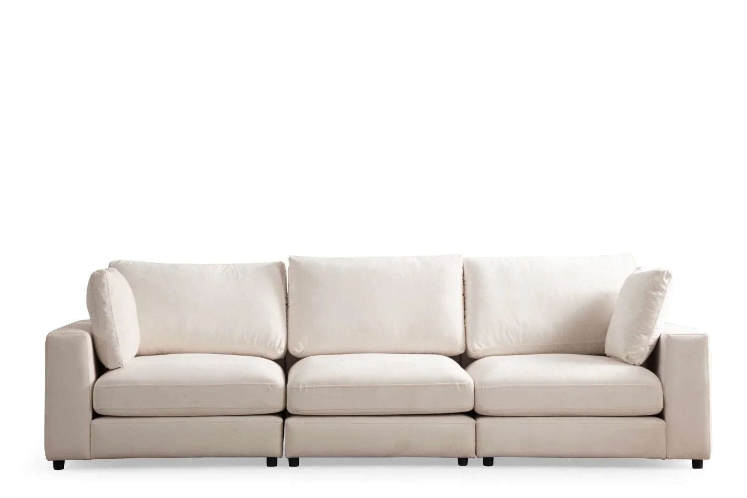 Julia | Velours Blanc cassé 3+1 pouf