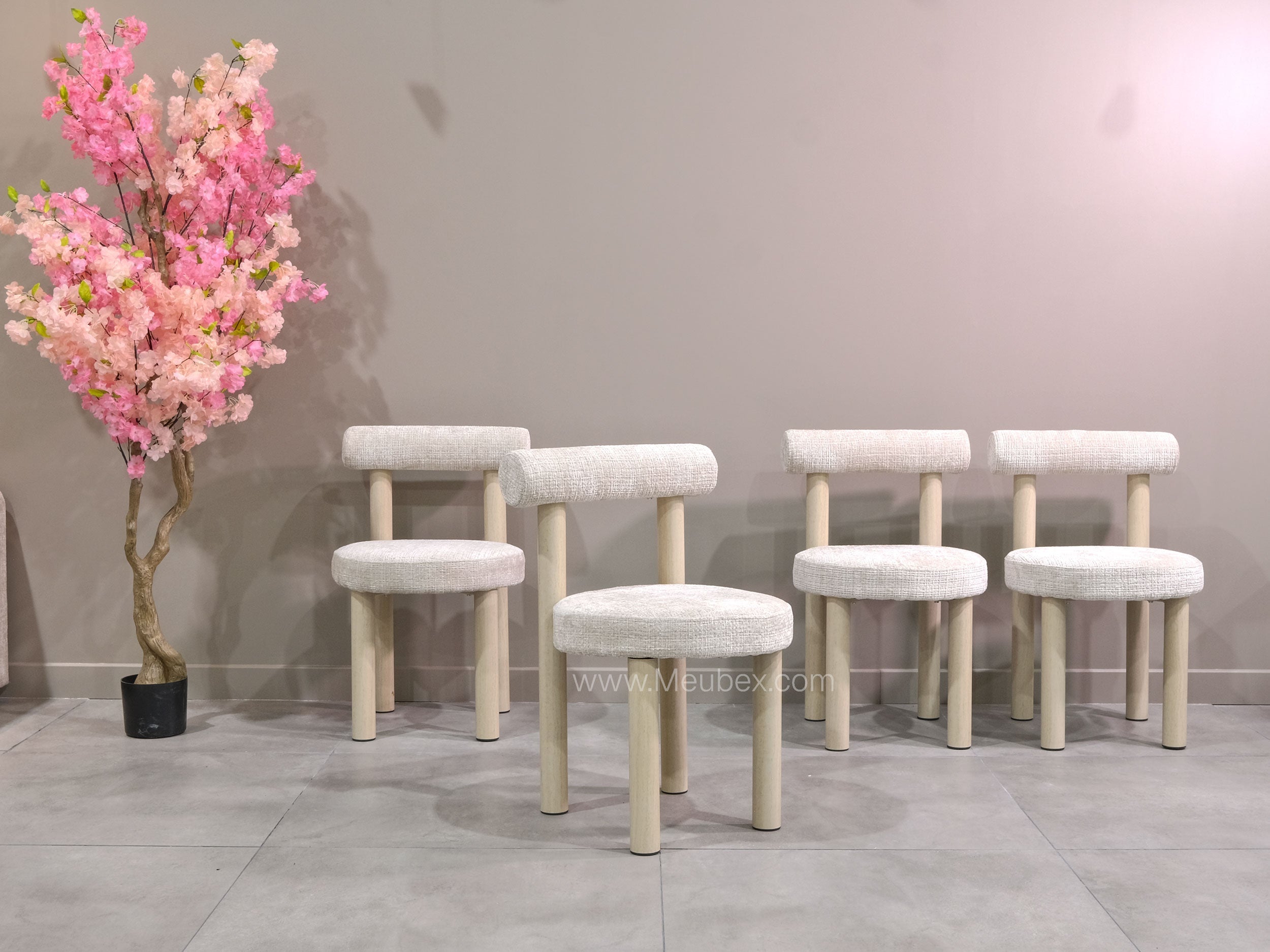 Ensemble Maya Travertin + 4 chaises Irina travertin cremona