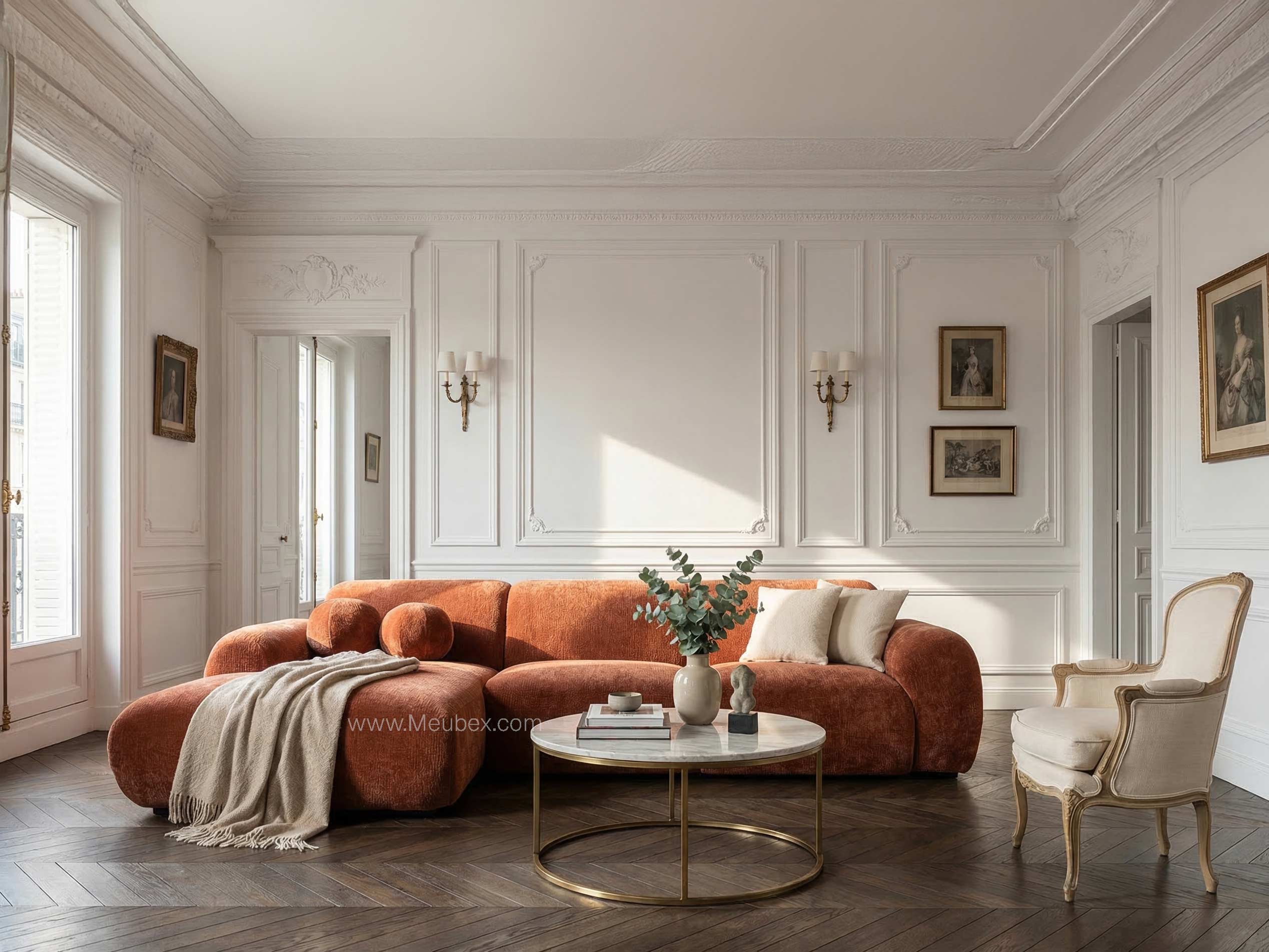 CLOUD Terracotta - Tissu Velours Croco