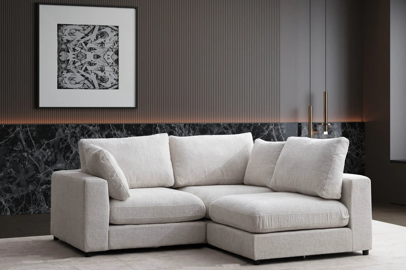 Julia | Tissu Chenille 3+1 pouf