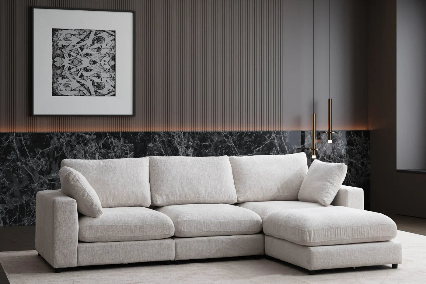 Julia | Tissu Chenille 3+1 pouf