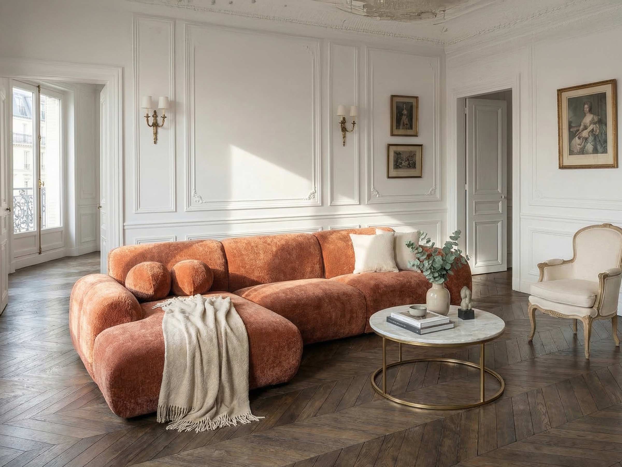 CLOUD Terracotta - Tissu Velours Croco