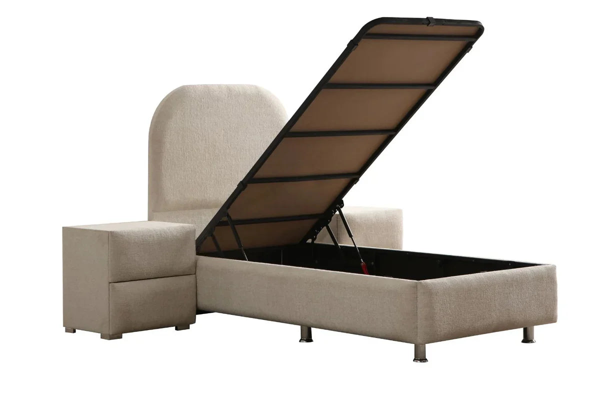 Lit Coffre JADE 90x190 - Tissu Chenille