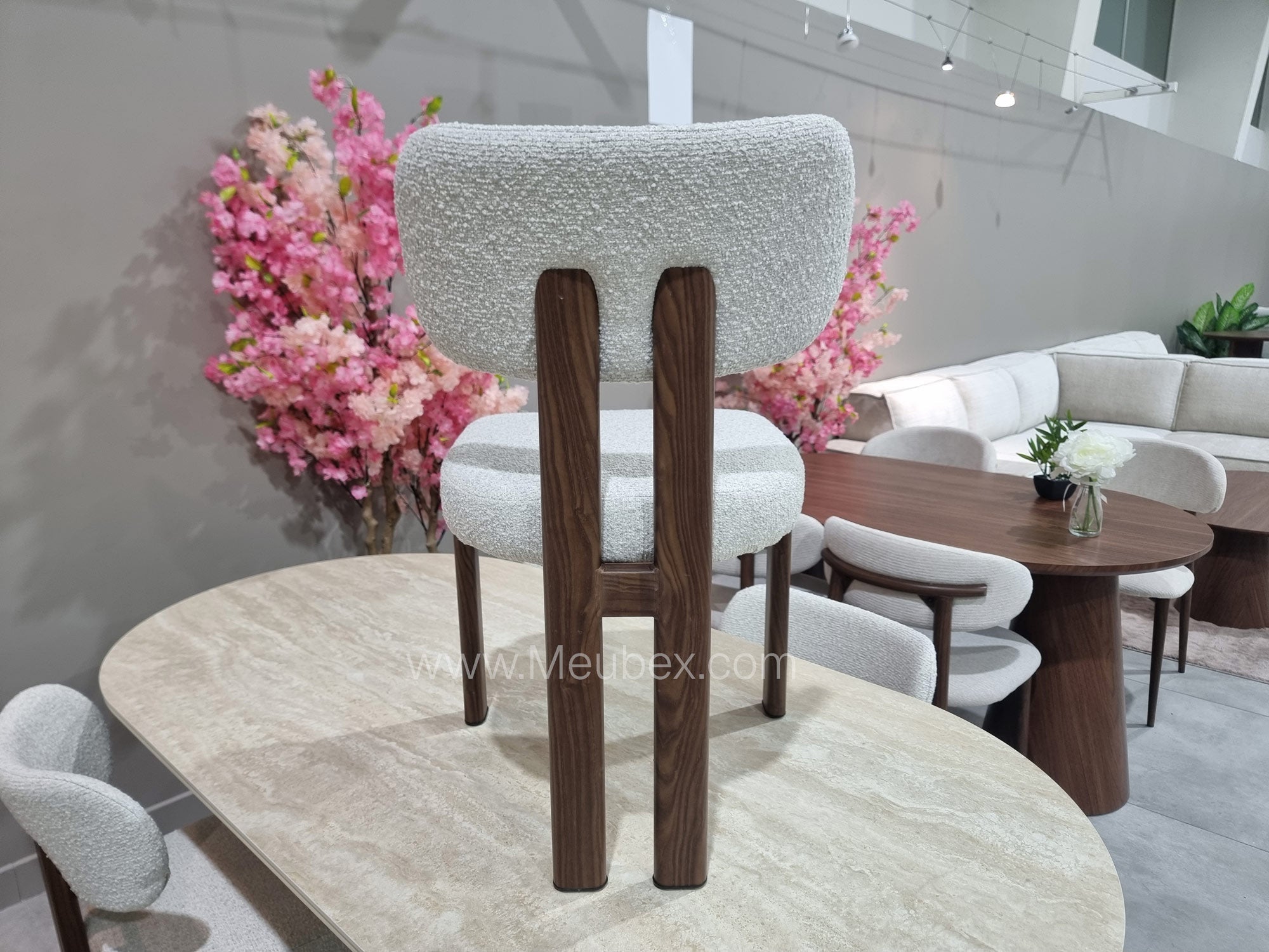 Ensemble Calypso Bicolor 180cm   + 4 chaises Hera Noyer Chenille