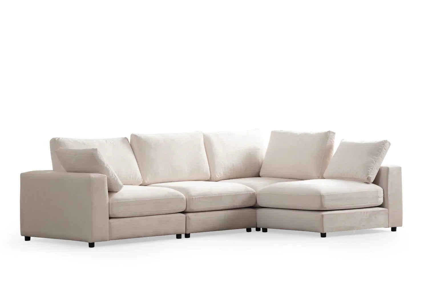 Julia | Velours Blanc cassé 4+1 pouf