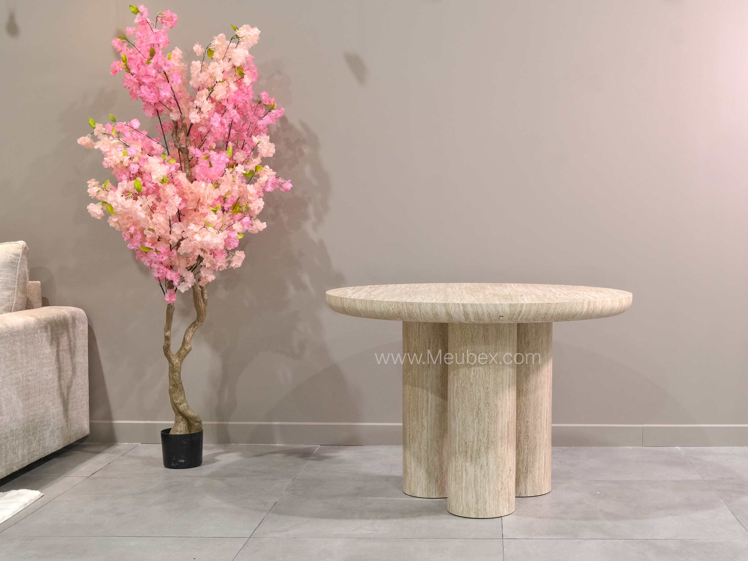 Ensemble Maya Travertin + 4 chaises Irina travertin cremona