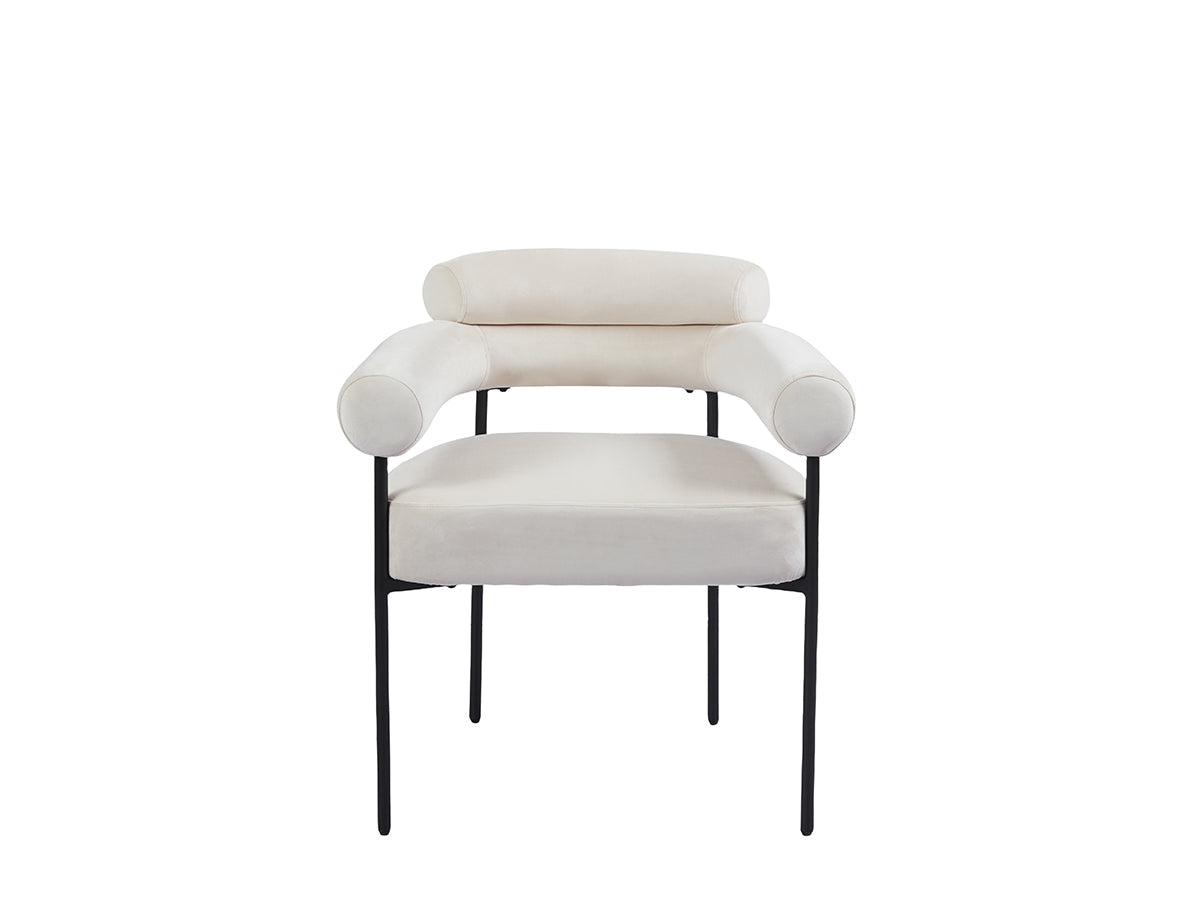 Bubble avec accoudoir - velours beige | Métal noir