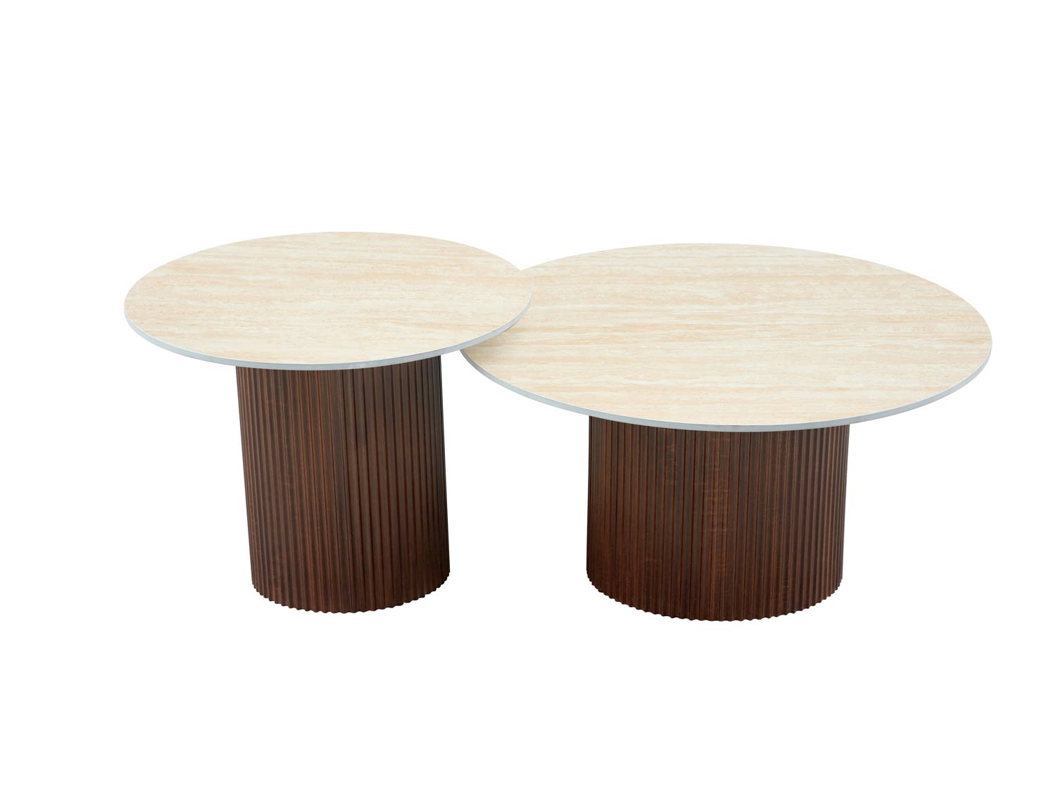 Mina | Bois noyer Plateau céramique effet travertin