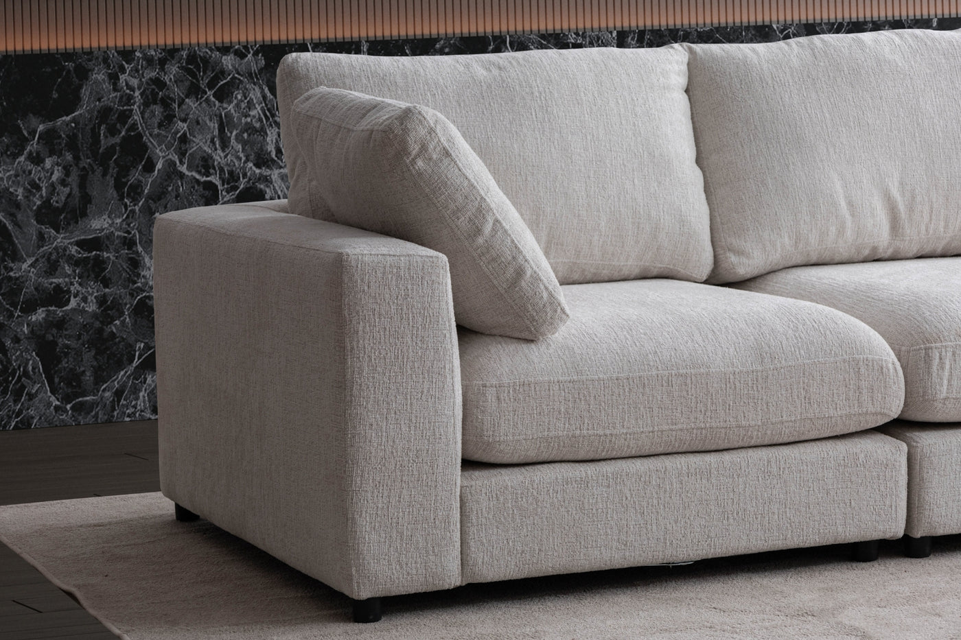 Julia | Tissu Chenille 4+1 pouf